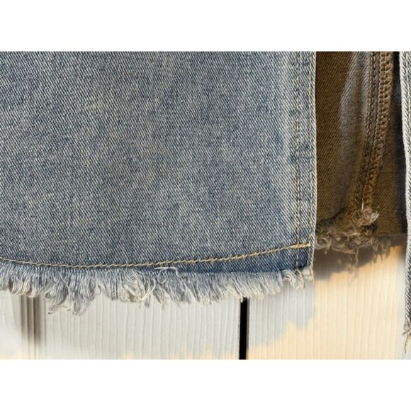 Commense Asymmetrical denim maxi skirt M front slit raw hem casual - Picture 5 of 11